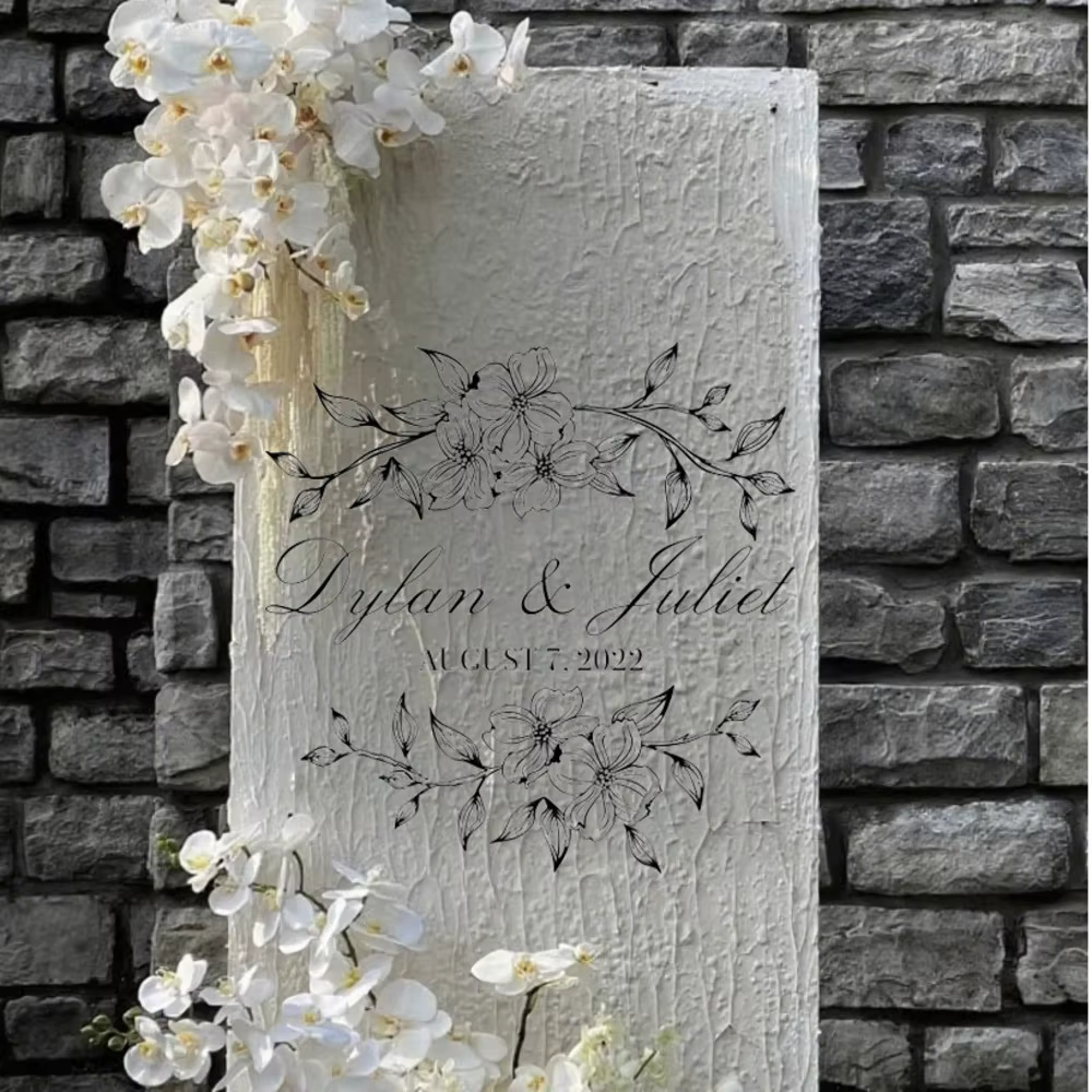 Autocollant mural à motif de fleurs, Design Simple, personnalisé, nom de mariée, fête de danse de ma