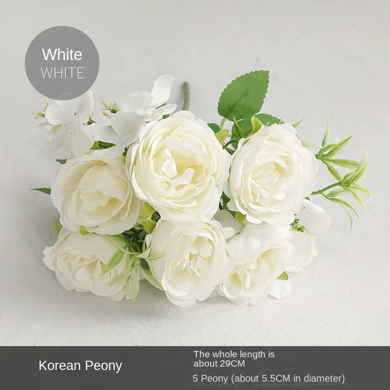 Petit bouquet de roses et pivoines artificielles, fausses fleurs, pour la maison, pour un mariage, p