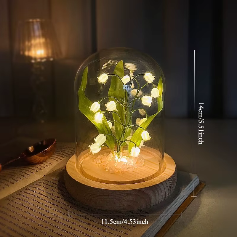 Fleurs artificielles bricolage créatif brillant à la main muguet veilleuse pour chambre décorative F