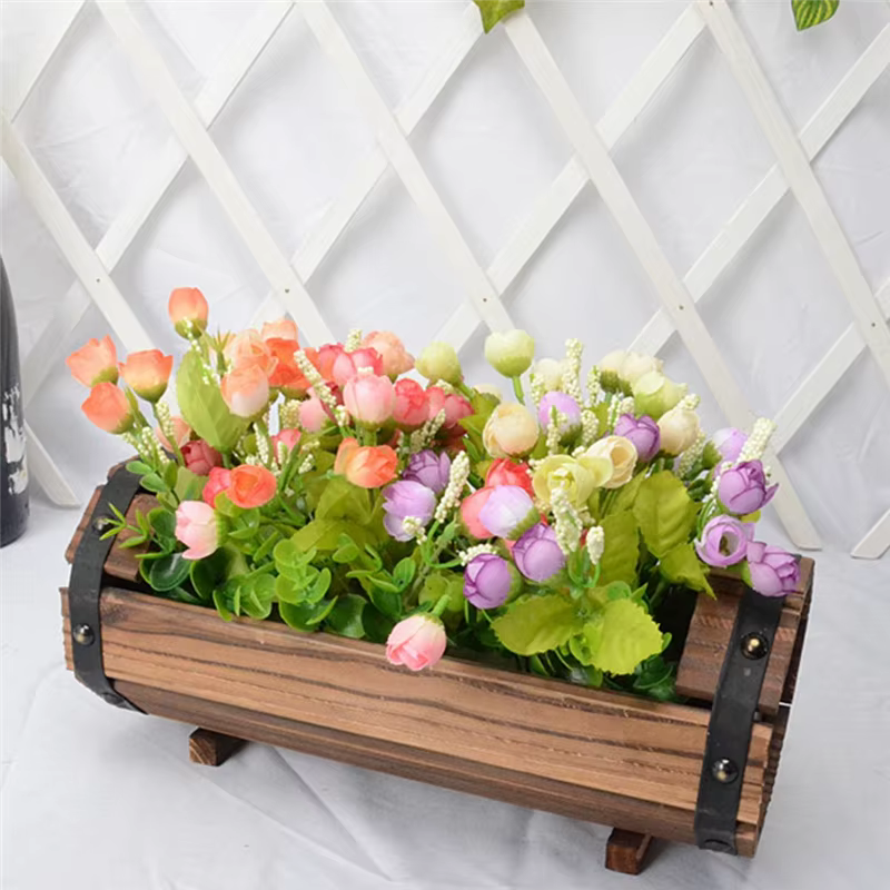 Y51A-Pots de fleurs en bois, décoration de mariage, boîtes de fleurs en bois antiseptique carbonisé,