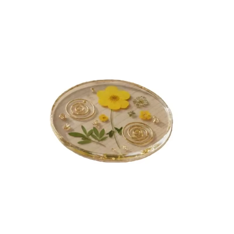 Sous-verres en acrylique avec fleurs pressées, lot de 4, imprimés de fleurs, adaptés à la décoration