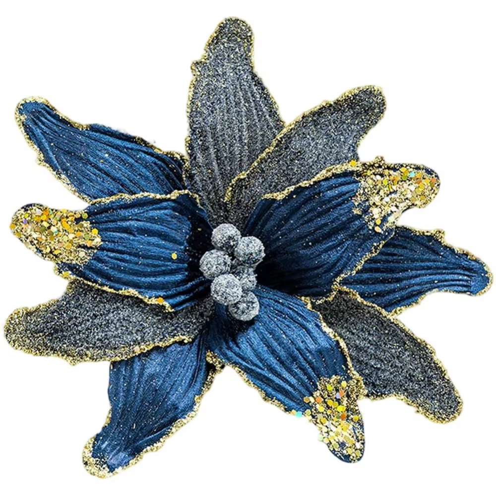 Fleur de noël artificielle en Faux velours avec paillettes, 26cm, décor de fleur de Poinsettia, bric