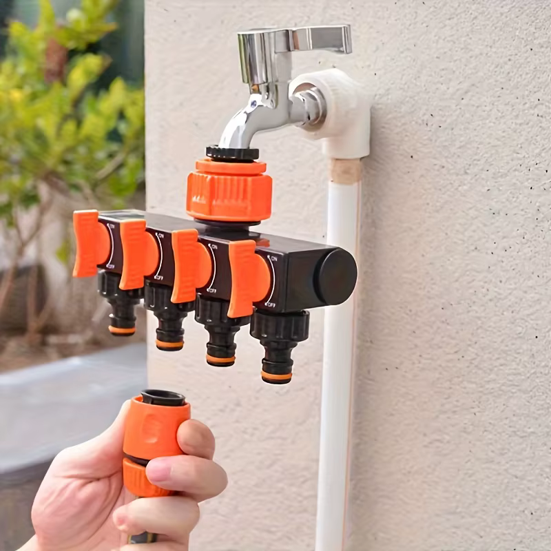 Distributeur de tuyau d'arrosage à 4 voies avec 4 interrupteurs indépendants - adapté aux systèmes d
