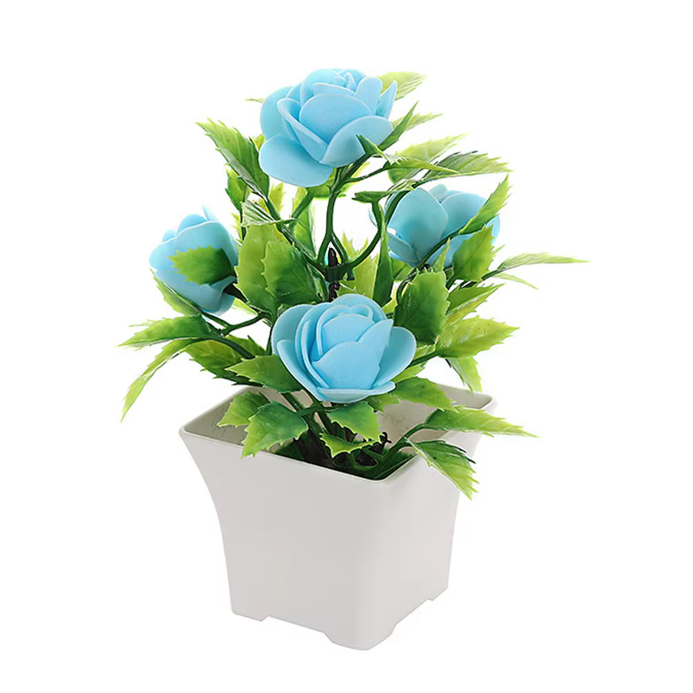 Ensemble de pots de fleurs artificielles, roses artificielles réalistes aux couleurs vibrantes, déco