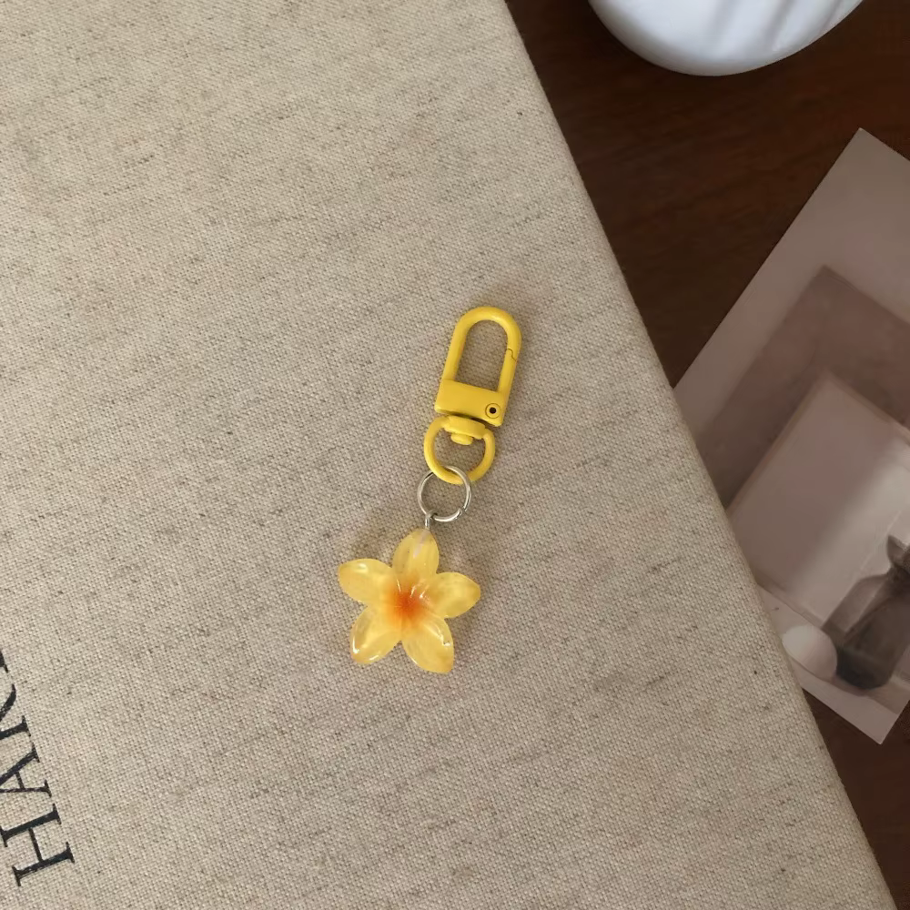 Mignon doux coloré fleur porte-clés suspendus bijoux résine Mini porte-clés corde voiture porte-clés
