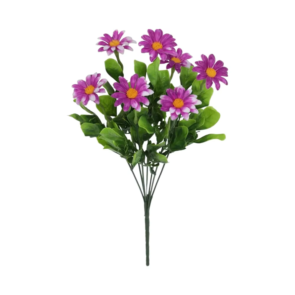 Fausses fleurs artificielles de marguerites, branches de plantes simulées, toucher réel, petite camo