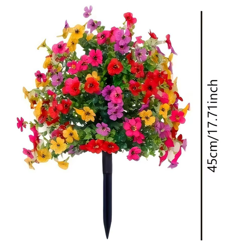 Fleurs artificielles pour l'extérieur, résistantes aux UV, avec piquets de fixation au sol, plantes