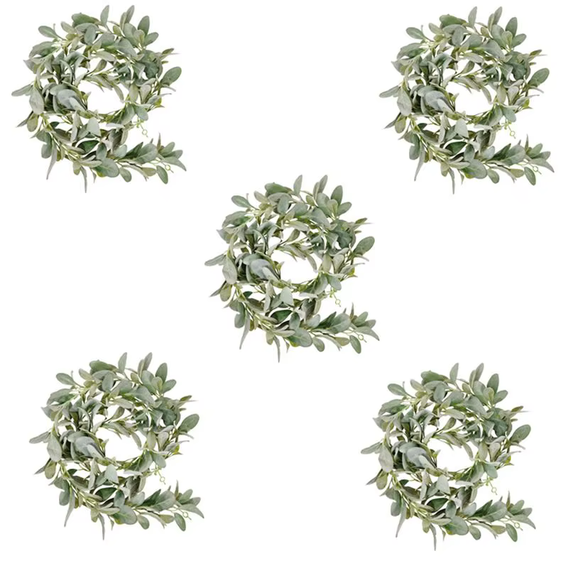 Guirlande artificielle ABKJ-5X en fausse vigne floquée effet oreilles d'agneau – 2 mètres de verdure