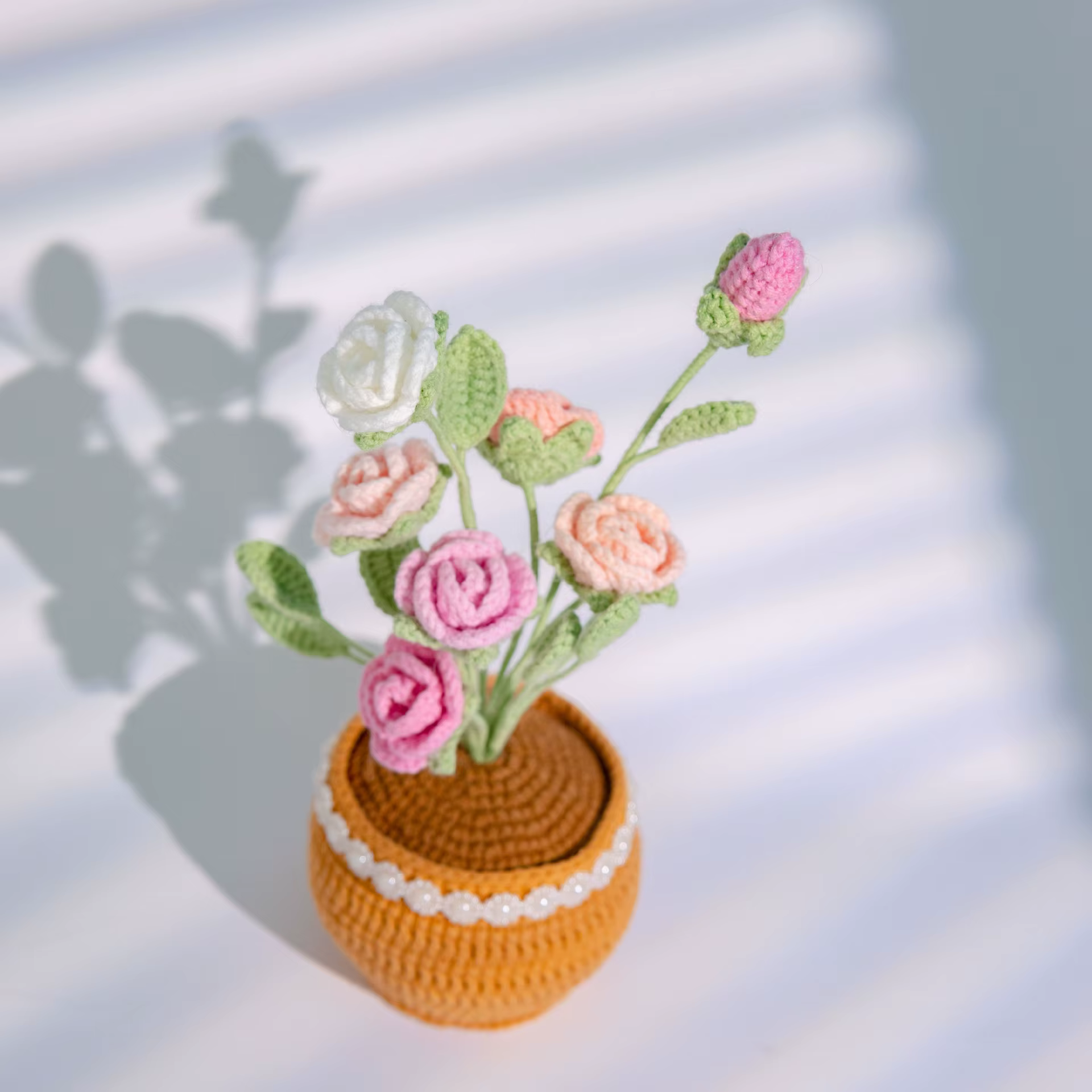 Rose tissée à la main, décoration de maison en pot, décoration de mariage, fournitures d'hôtel, cade