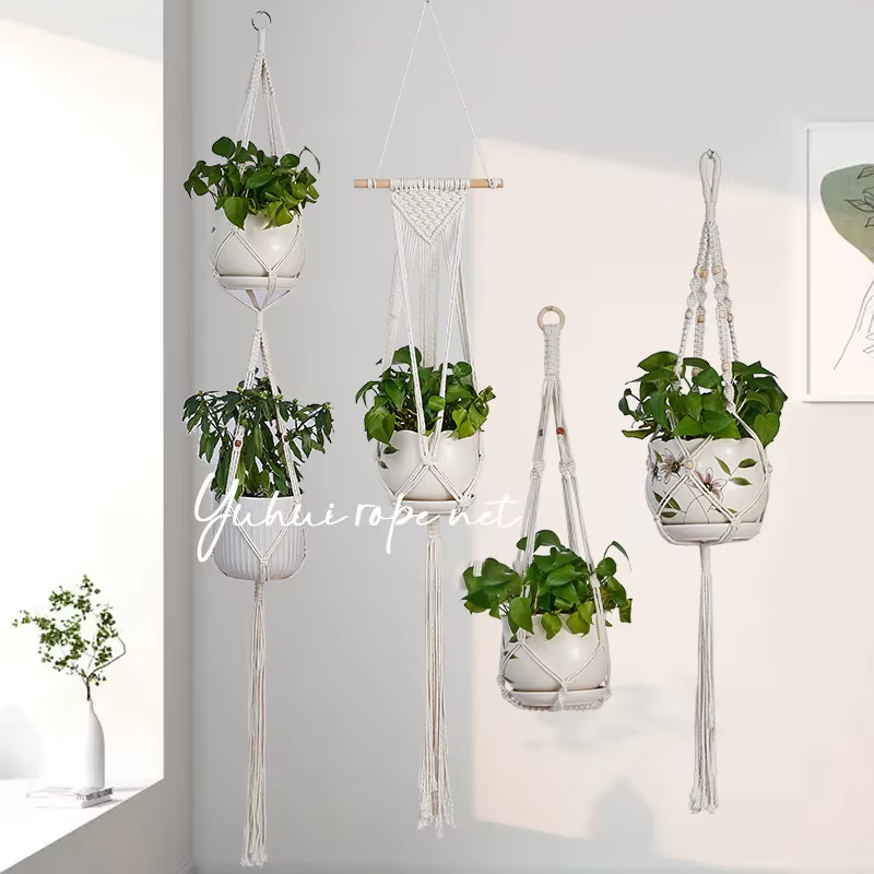 Cier de suspension pour plantes en macramé fait à la main, Pot de fleur, décoration suspendue pour b