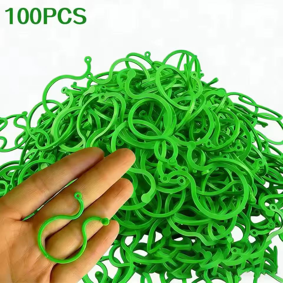 100 attaches pour plantes grimpantes, clips de fixation pour treillis de tomates, attaches en plasti