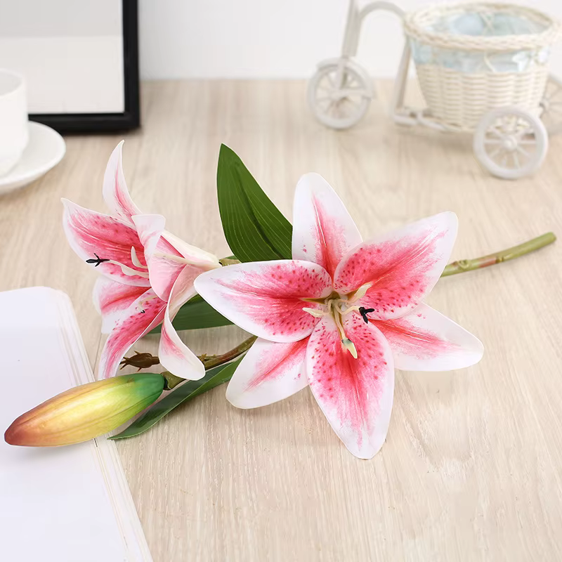 Bouquet de fleurs artificielles en soie, 41cm de long, fausses fleurs de lys, DIY, bouquet créatif c