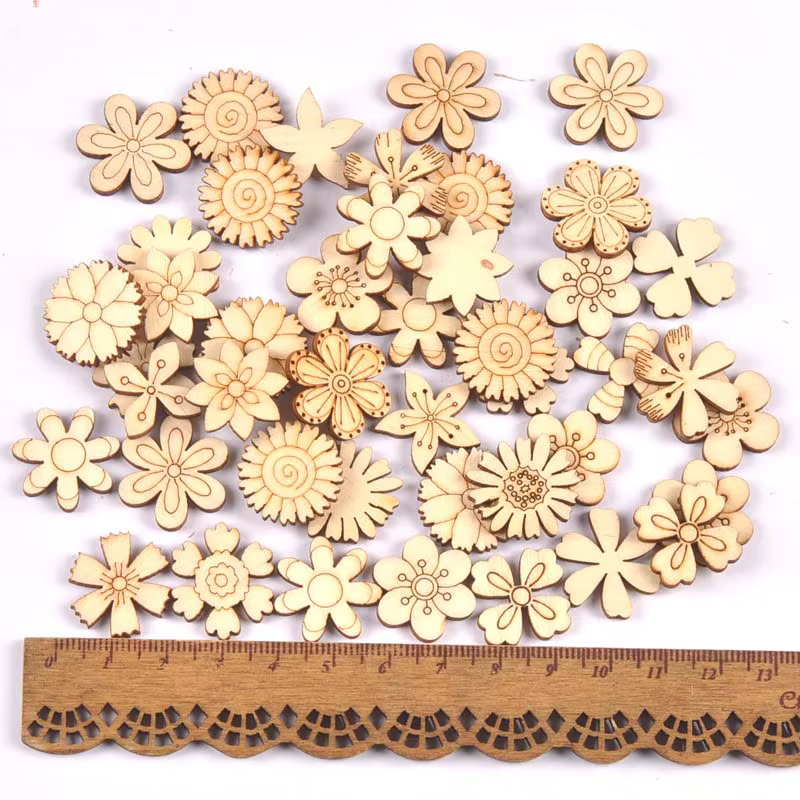 Ours fleur maison copeaux de bois naturel Scrapbooking Carft pour la décoration de la maison bricola
