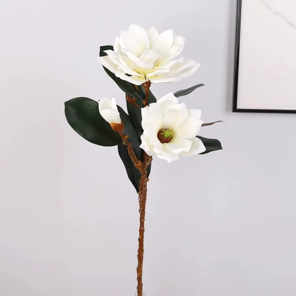 Grande fleur de magnolia artificielle, toucher réaliste, branche de magnolia artificielle réaliste, 
