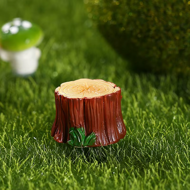 Mini souche d'arbre en résine, accessoires mignons, Simulation Kawaii, dessin animé, ornements créat