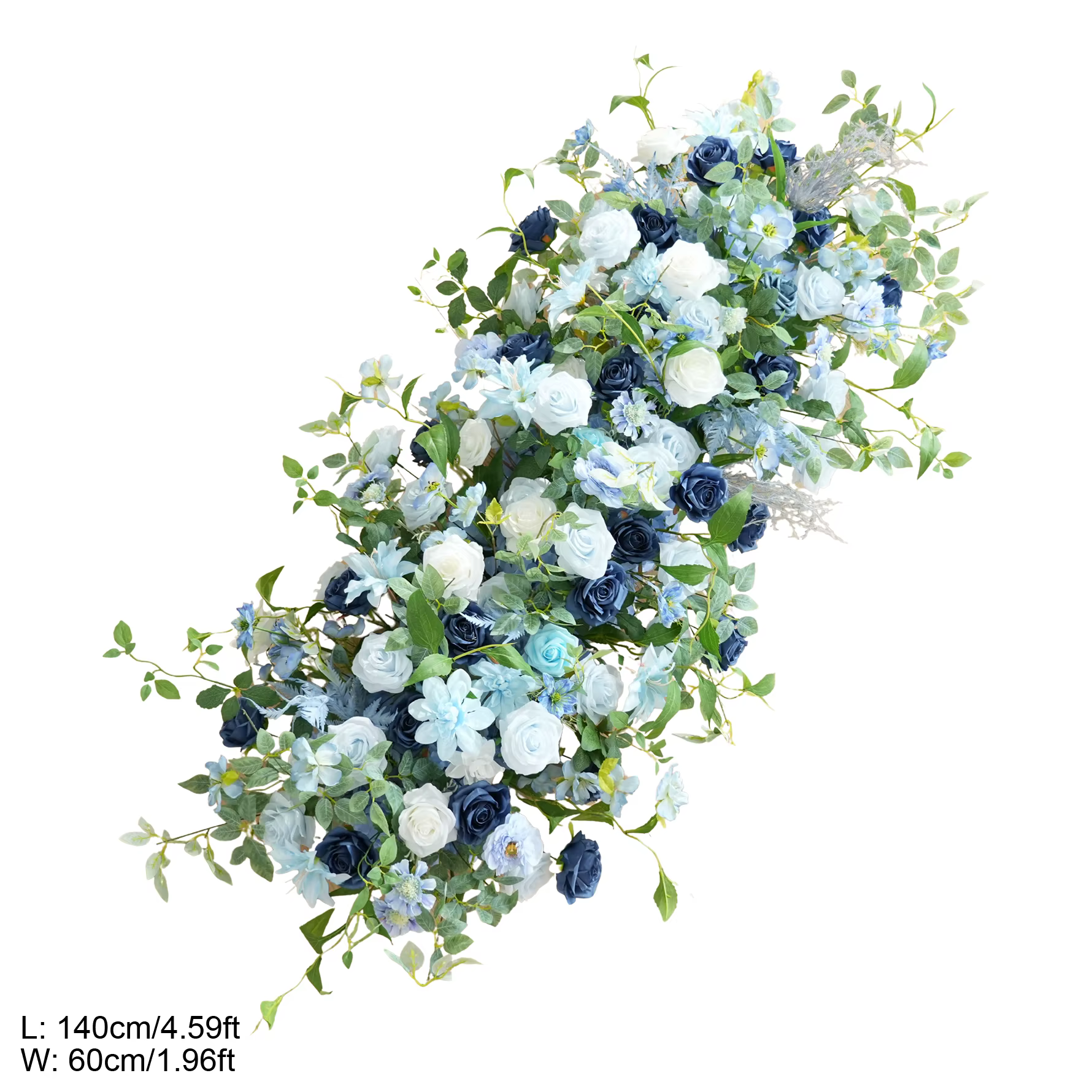 CHUXIN C9076 Guirlande de fleurs artificielles roses bleues et feuilles vertes pour arrangements de