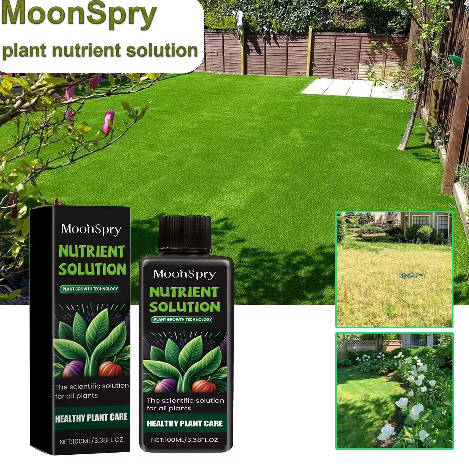 Solution de culture de plantes, engrais d'herbe verte, supplément liquide nutritif pour fleurs en po