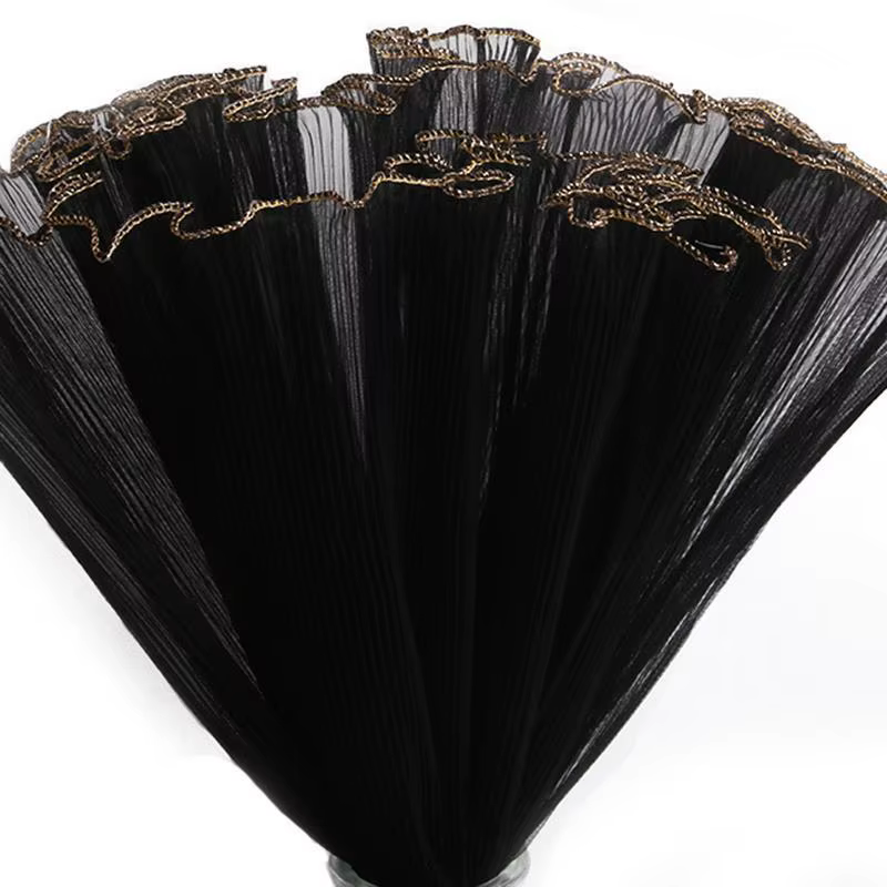 Papier d'emballage de fleurs 28cm x 4yard, fil ondulé en perles, emballage de fleurs, maille en dent