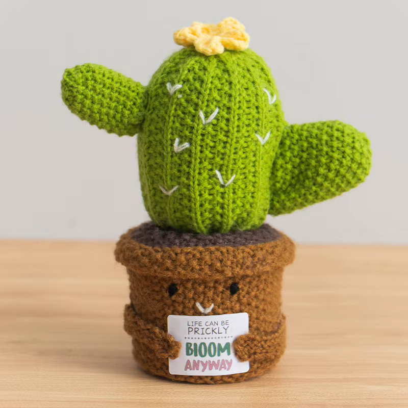 Plante en pot tricotée au crochet, faite à la main, décoration de bureau artificielle pour la maison