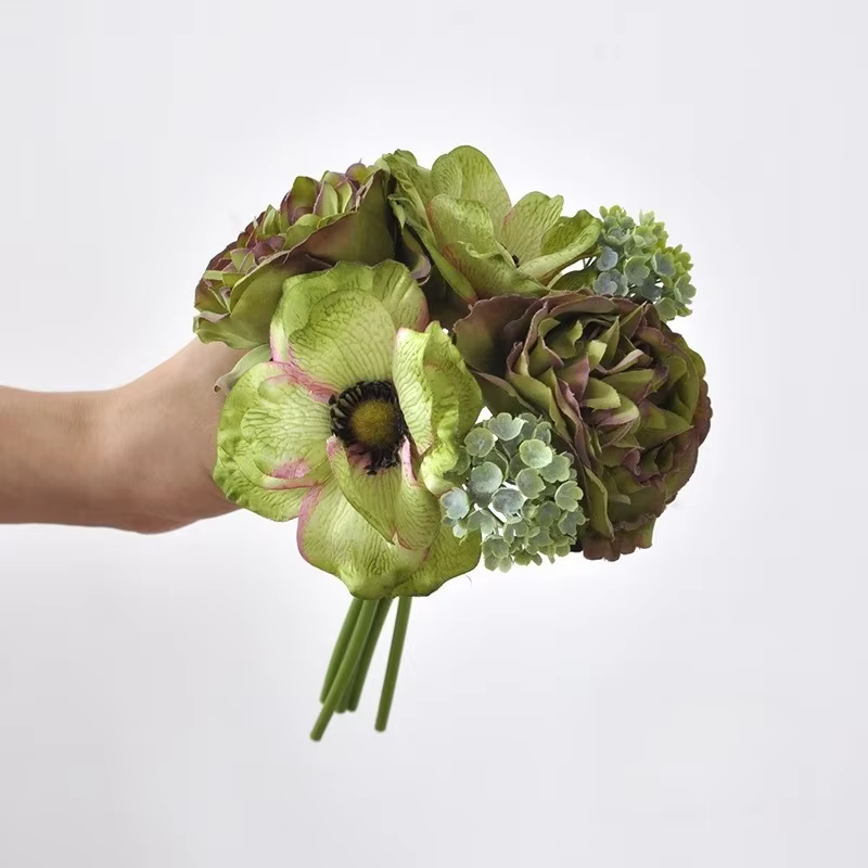 Bouquet d'anémone de Simulation en soie, 2 pièces, fausses fleurs, plante décorative pour Restaurant