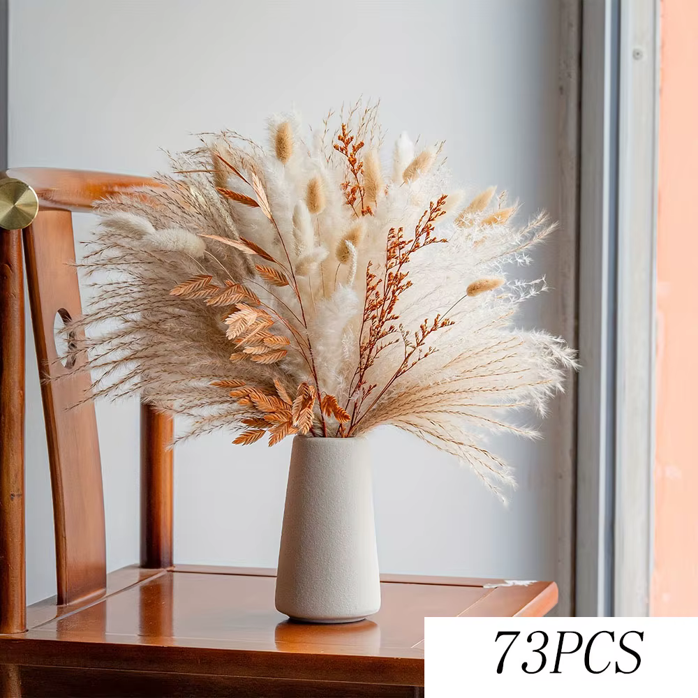 Bouquets de Pampas d'eucalyptus Orange, 40 pièces, fleurs conservées, style Boho Tropical, décoratio