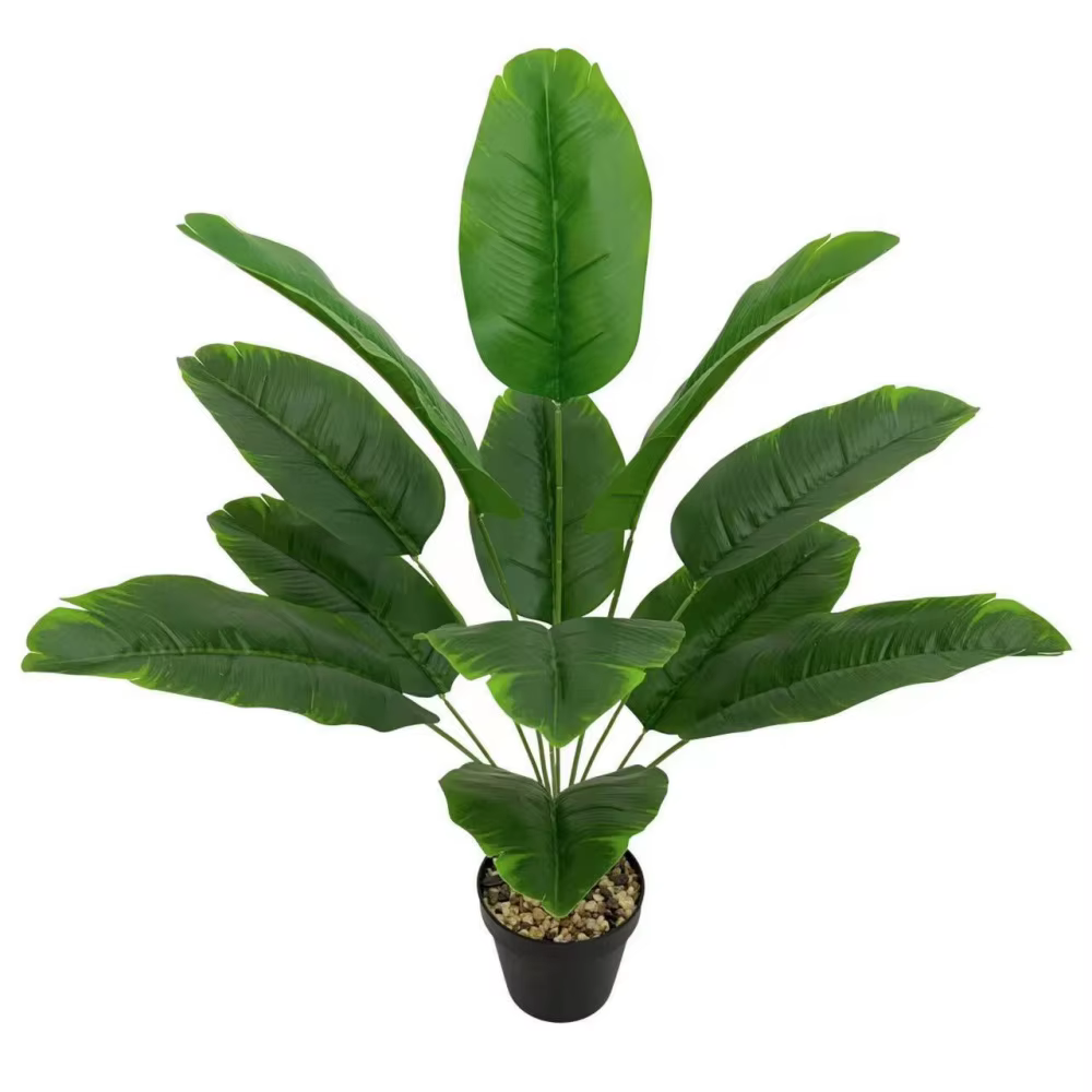Plantes artificielles en feuille de bananier verte, Simulation de bonsaï, ornement pour décoration d