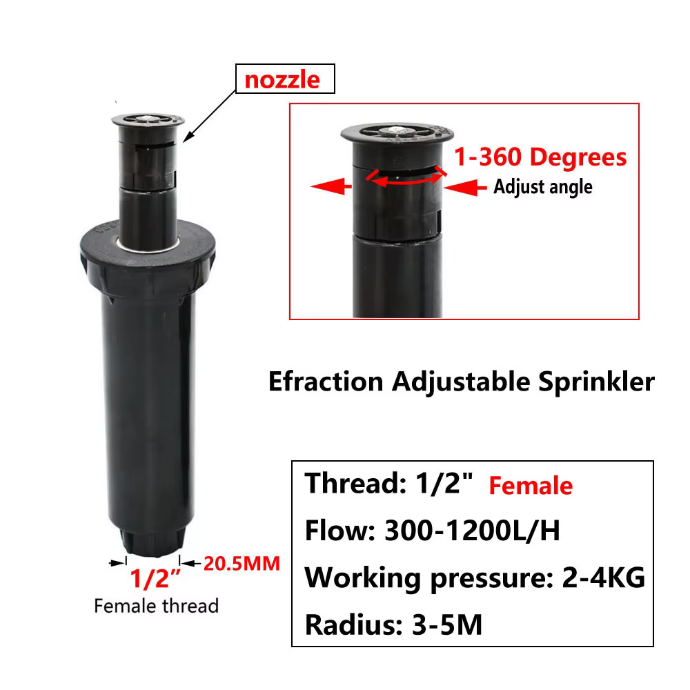 1/2 pouces filetage interne 90 180 360 degrés aménagement paysager Popup arroseurs jardin eau Irriga