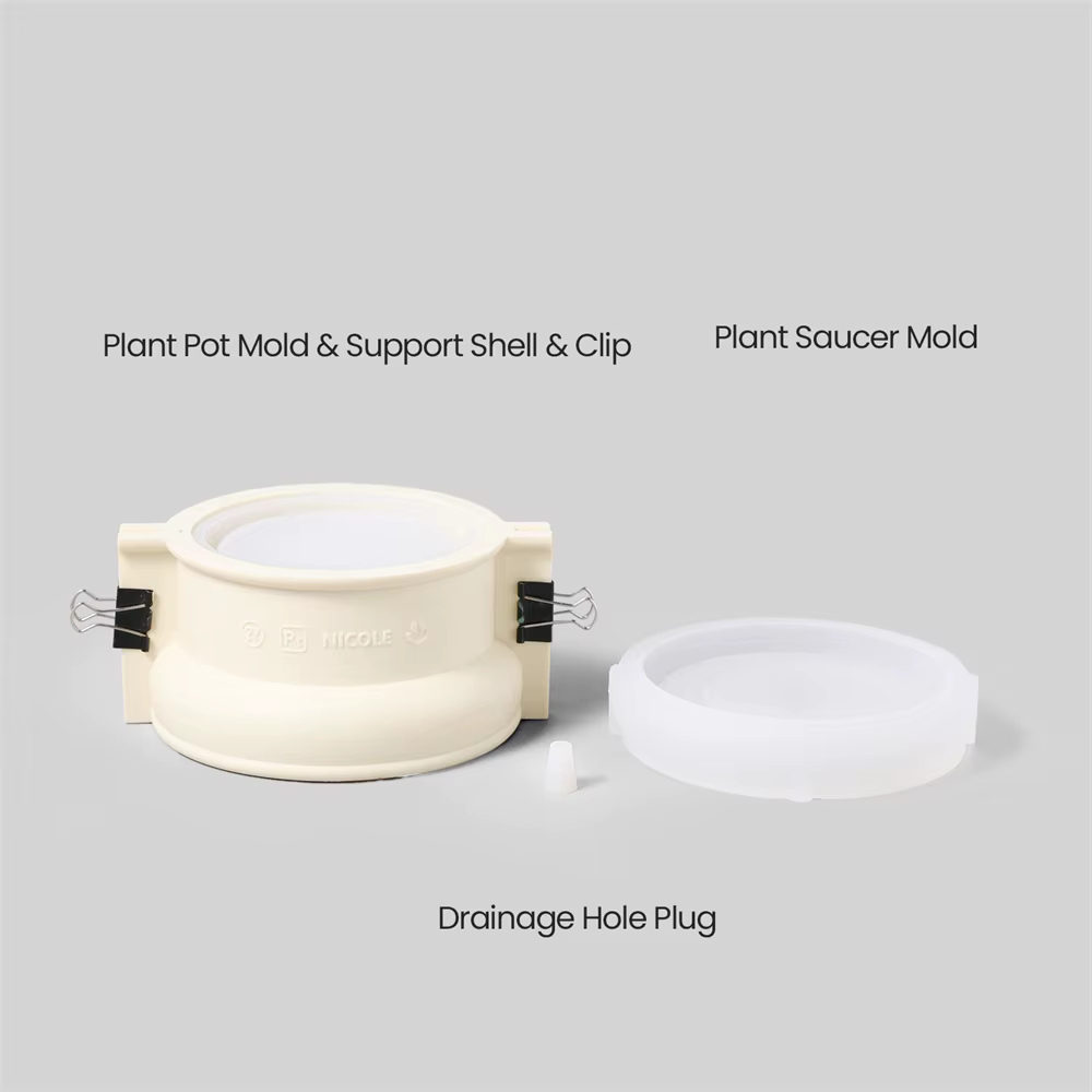 Boowan Nicole Colonne Pot de Plante Silicone Moules pour Ciment Fait Main Succulent Pot Béton Moule 