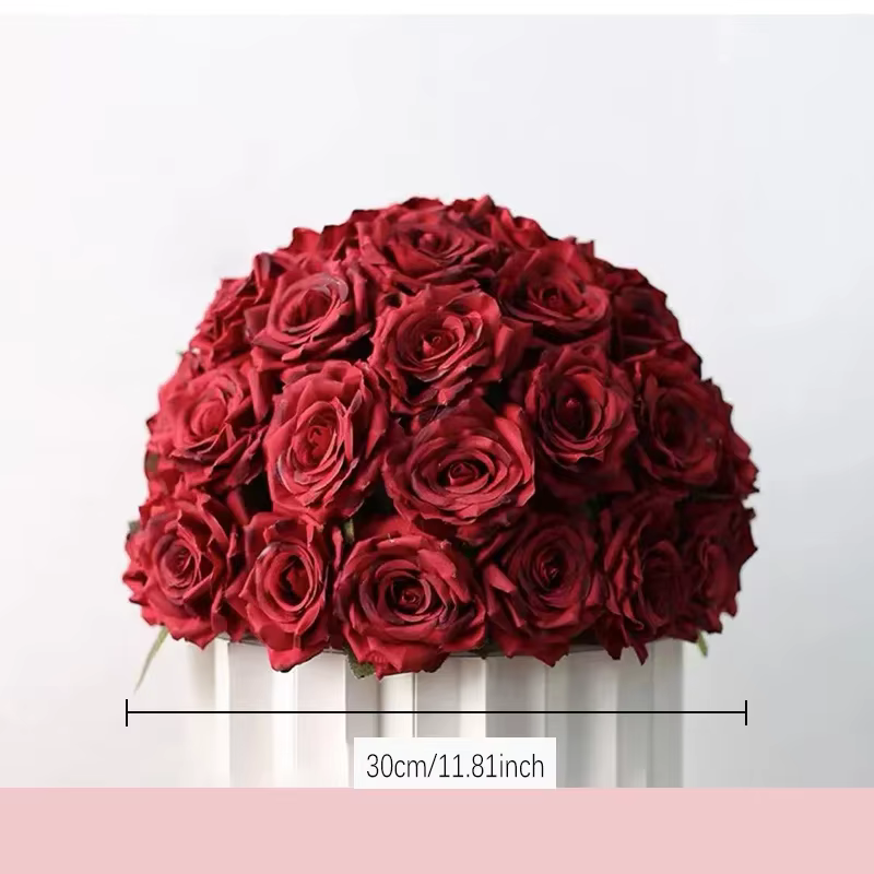 2m rose rouge plantes vertes artificielles fleur rangée coureur mariage toile de fond centre fleur b