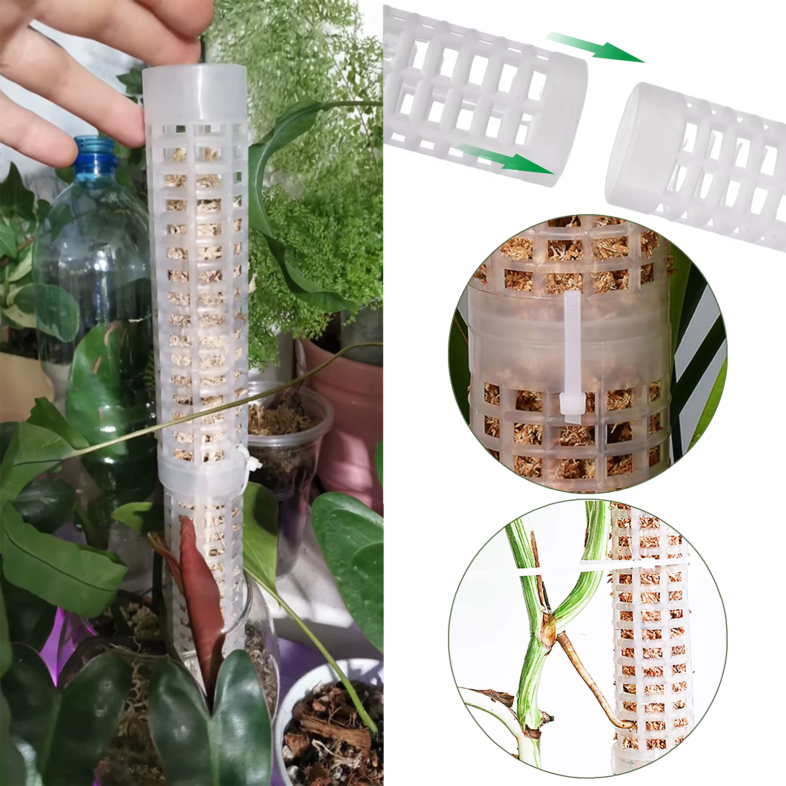 1PC plante escalade treillis empilable maille mousse pôle Monstera plastique filet stéréotypé cocoti