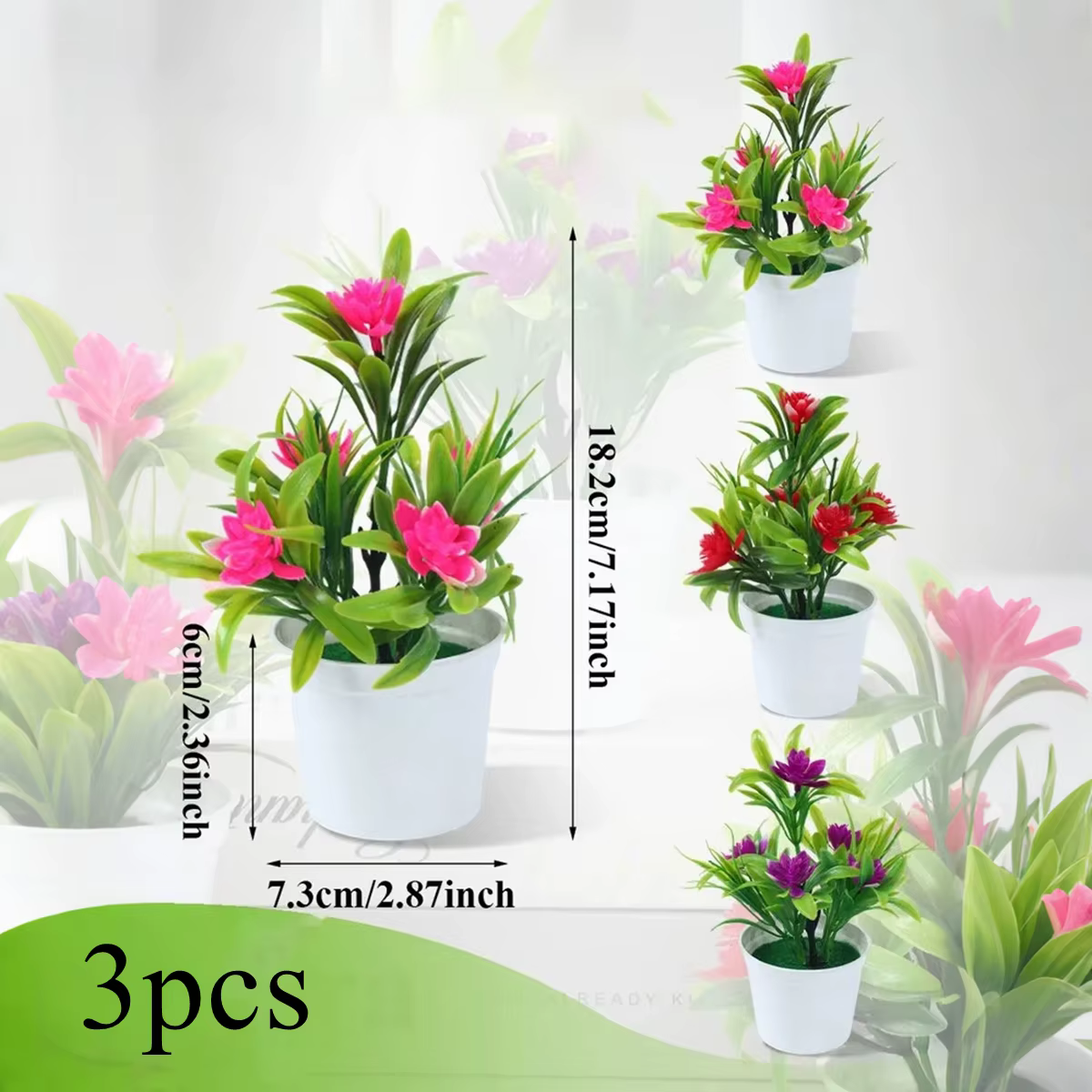 Plantes artificielles en pot, décorations de fête d'anniversaire, fausses plantes en pot pour la mai