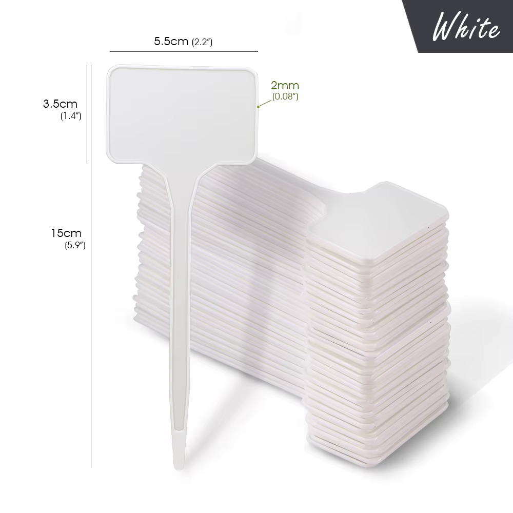 Étiquettes de plantes inscriptibles en forme de T de 15cm, étiquettes PP durables pour jardins, plan