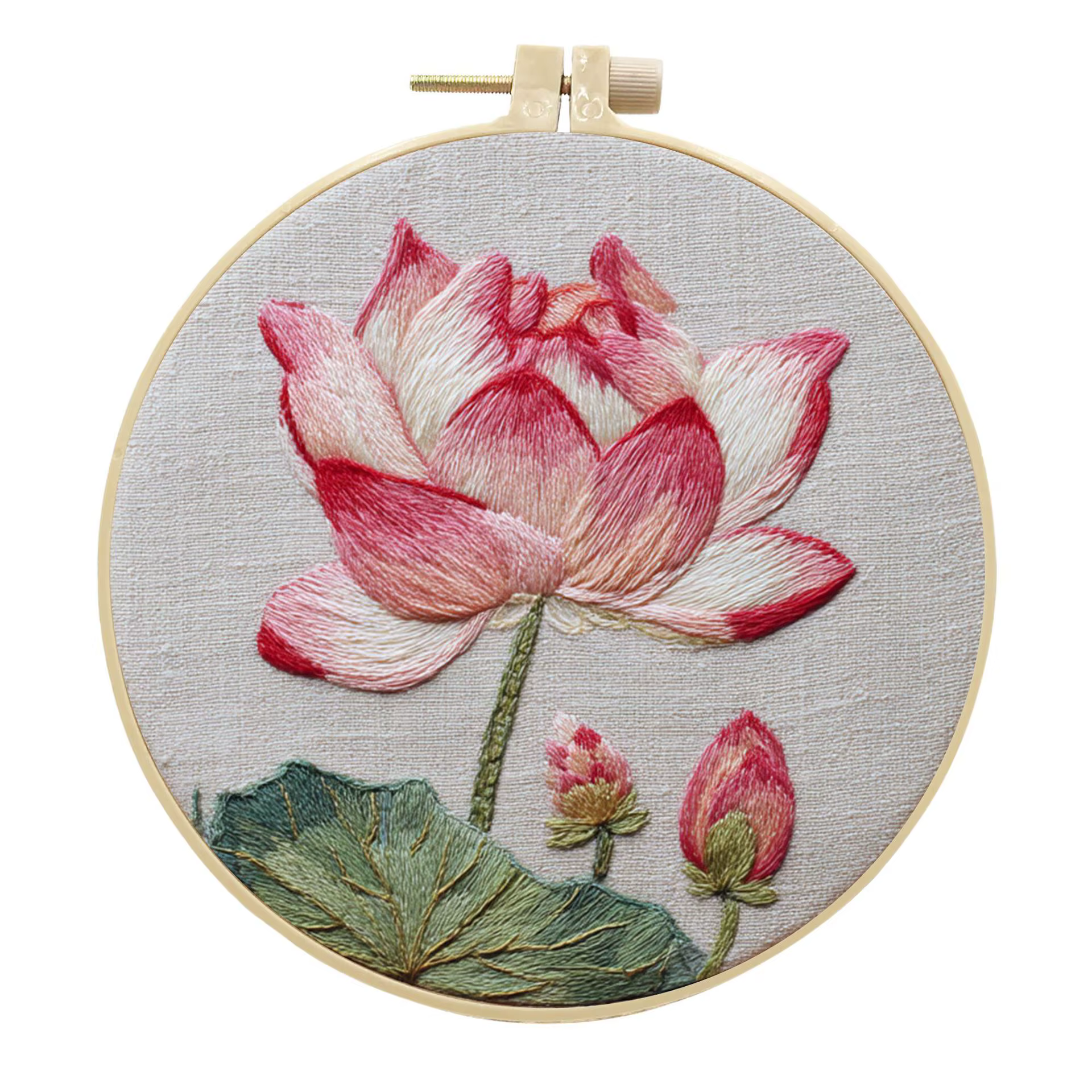 Kits de broderie DIY sur toile imprimée avec motif de fleur de lotus, ensemble complet de travaux ma