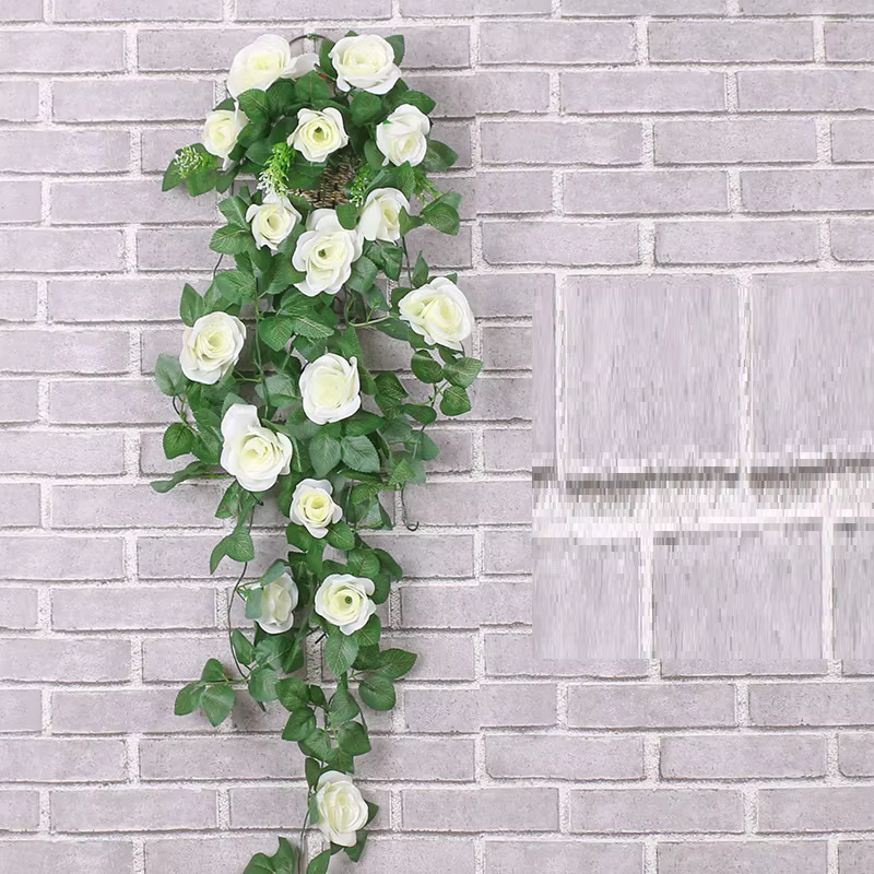 Simulation de fleurs de vignes, Roses en soie, décoration murale suspendue pour mariage, Rose artifi