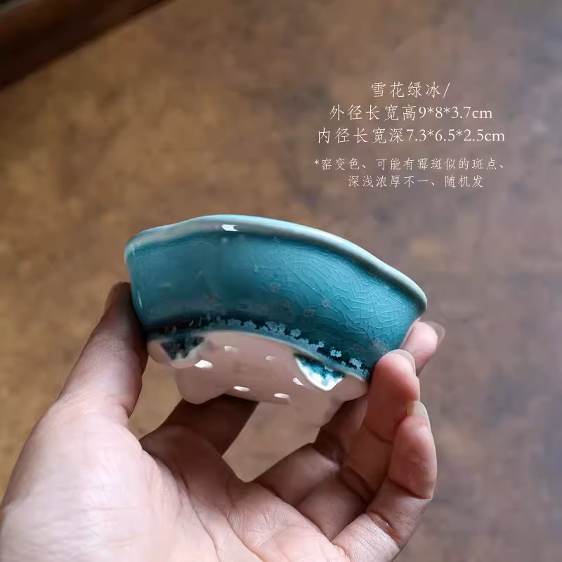 Pot à bonsaï en forme de bégonia vitrée en porcelaine, petit Vase, couleur de transmutation du four