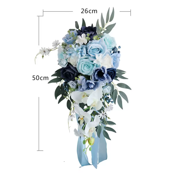 Yannew Boho-Bouquet de roses artificielles en cascade, support de gouttes d'eau, fleurs, rose poussi