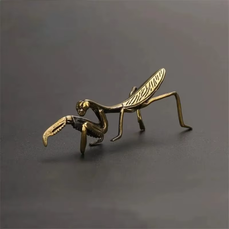 Ornement miniature Mantis en cuivre, décoration vintage pour pot de fleurs, accessoires artisanaux d