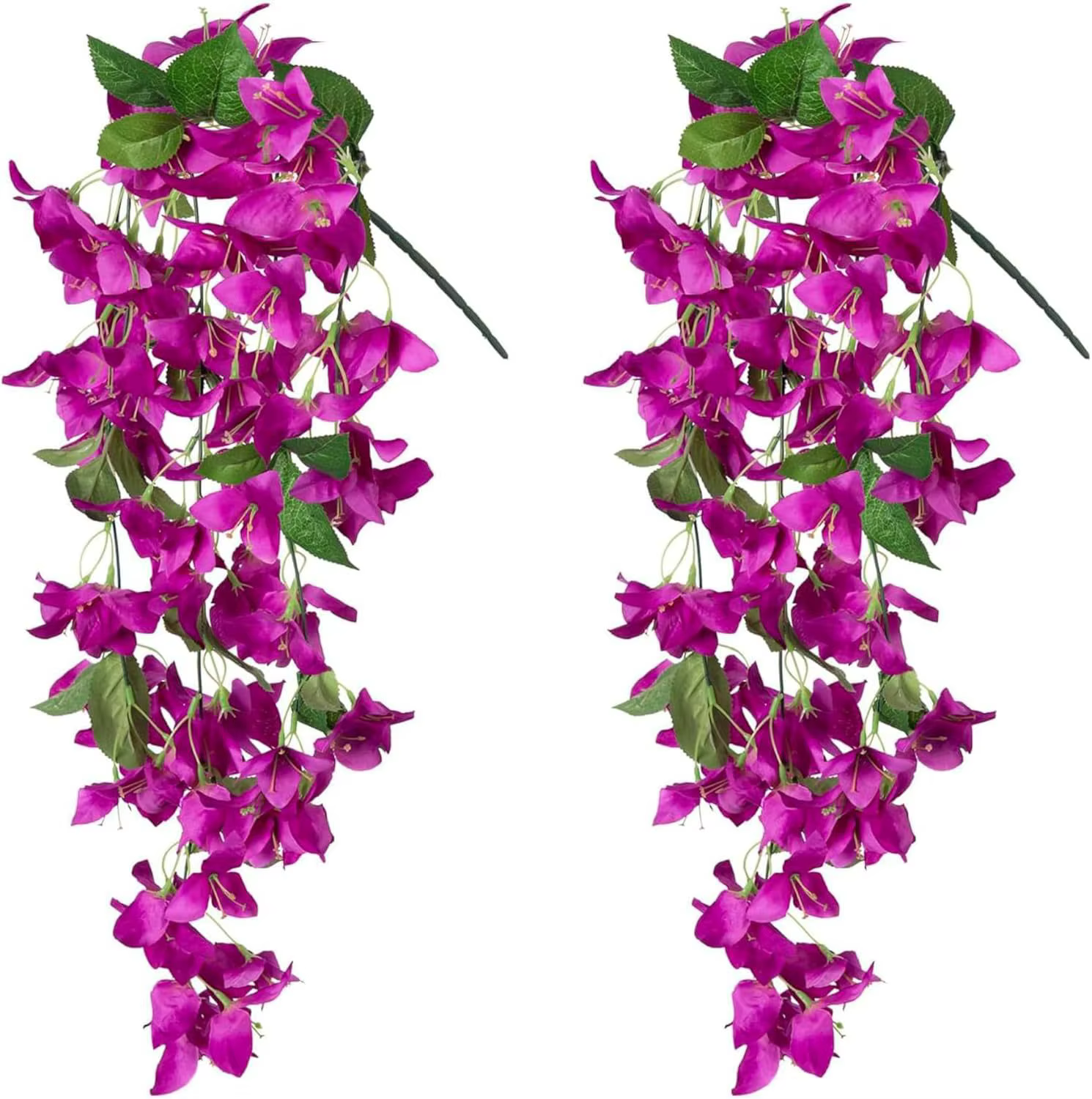 2 pièces de fleurs artificielles en soie de bougainvillier suspendues, fausses plantes grimpantes, p