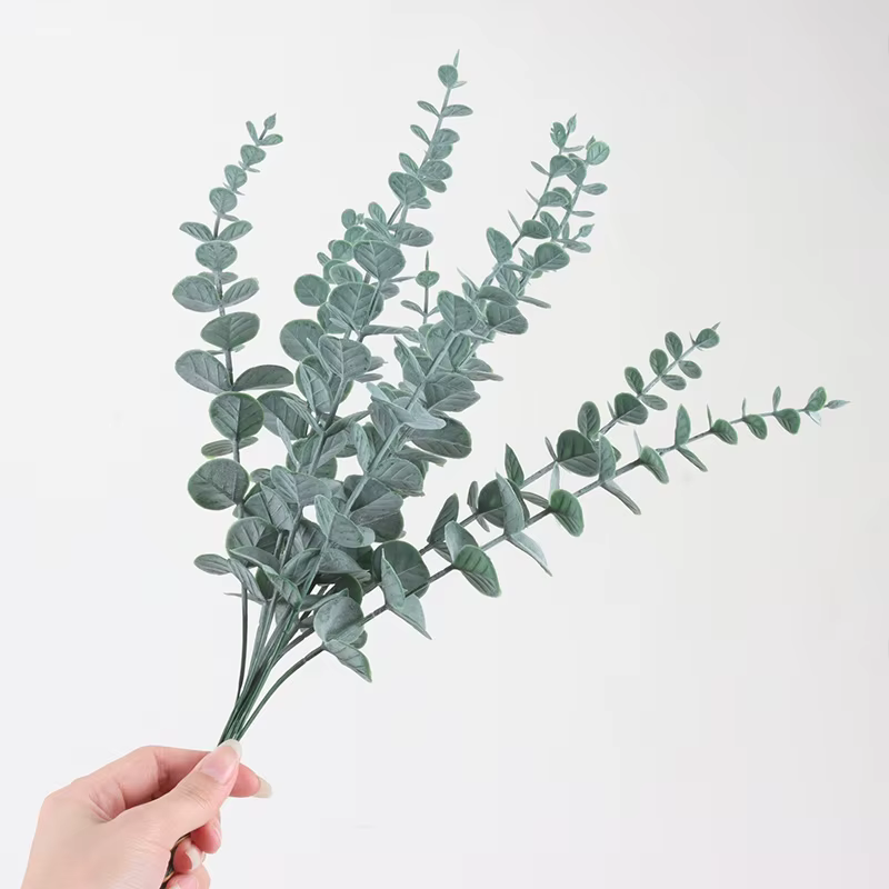 Plantes artificielles 38CM, 10 pièces, feuilles d'eucalyptus, Branches de feuilles vertes, couronne 