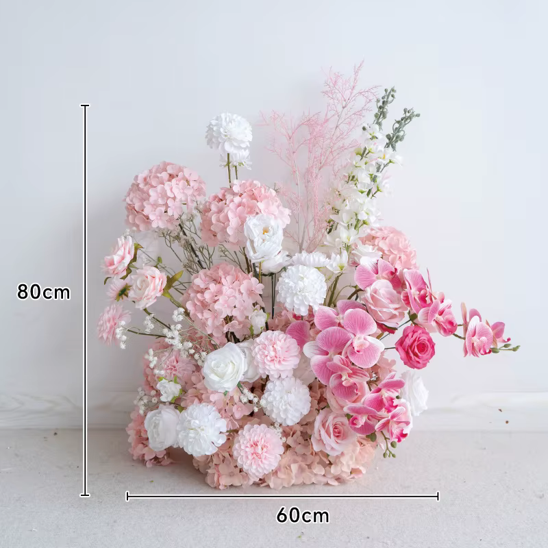 Uflower luxe romantique pêche rose hortensia Rose orchidée mariage Arrangement Floral corne arc cadr