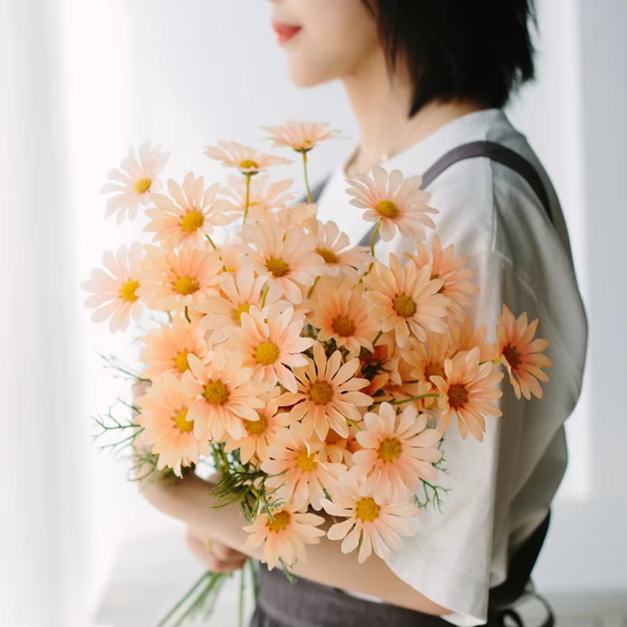 Fleurs artificielles marguerite en soie, Bouquet de mariée bon marché, décoration de Table de jardin