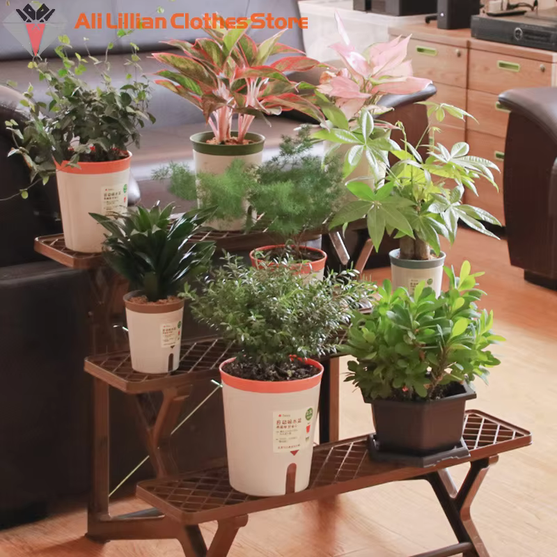 Pot de fleur hydroponique à Double couche, arrosage automatique, en plastique, plantes paresseuses e