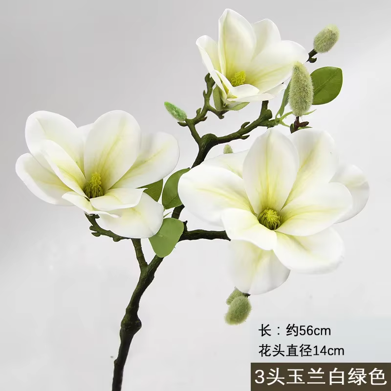 Magnolia au toucher manuel avec bourgeons, haute simulation, art floral de style chinois, décoration