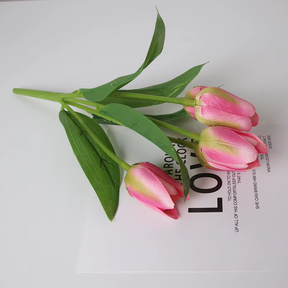 5 tulipe Simulation Bouquet Style Pastoral En Soie Tissu Faux Fleurs De Mariage Décoration Plante Ve