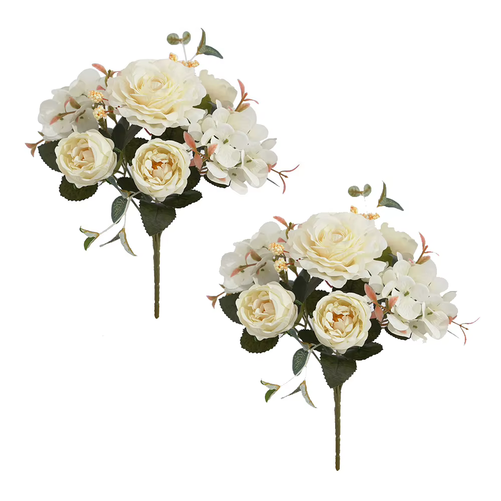 Pivoines bordeaux fleurs artificielles 2 pièces Rose hortensia Vintage fausses fleurs Bouquets pour