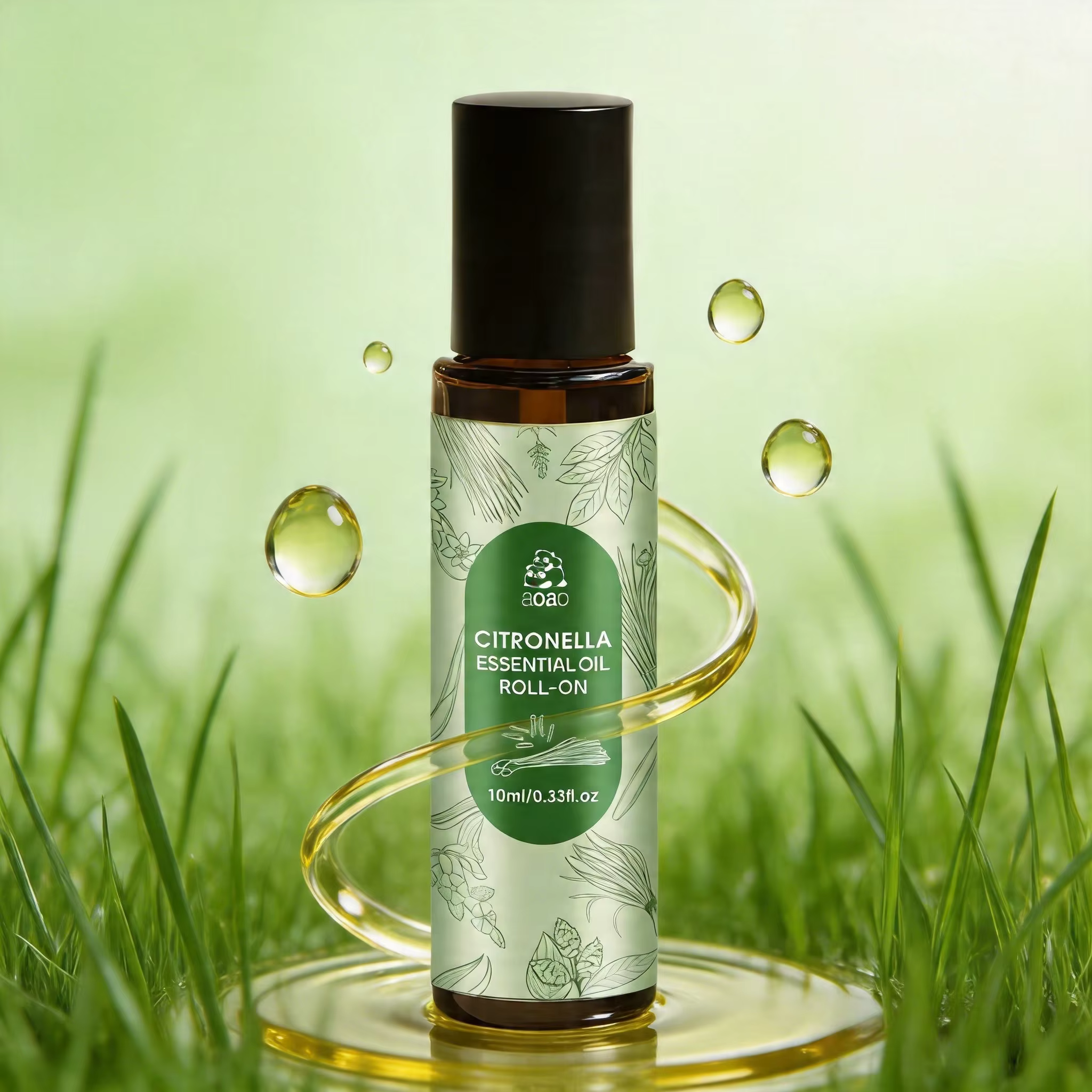 Huile essentielle de citronnelle en roll-on, huile de massage pour le soin de la peau à base de plan