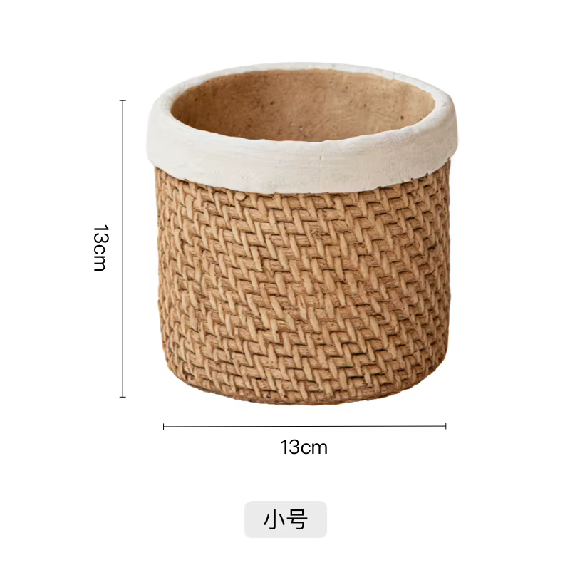 Jardinière tissée en faux ciment, panier en rotin vintage pour usage domestique, verdure extérieure 