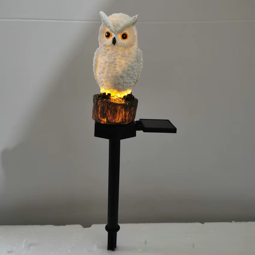 Lumière solaire de jardin décor extérieur résine hibou lumière LED solaire avec piquet lumière étanc