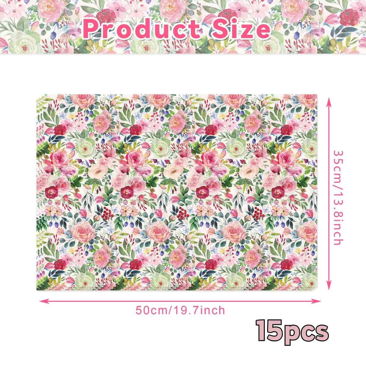 Papier d'emballage pour fleurs en aquarelle, 15/35 pièces, adapté aux cadeaux floraux, aux emballage