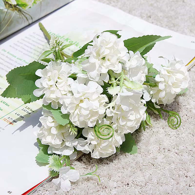 Fleur artificielle 5 Fourche Bouquet Soie Oeillet Boule Simulation Valentine Faux Maison Chambre Dec